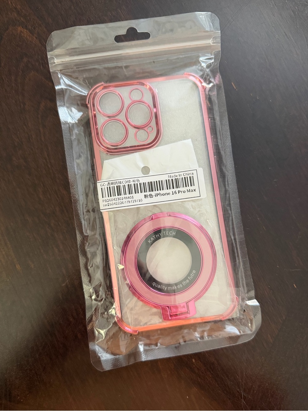 Pink iPhone 16 Pro Max Protective Case with Ring Holder